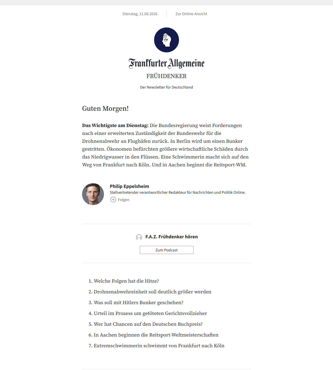 Vorschau des Newsletters Frühdenker